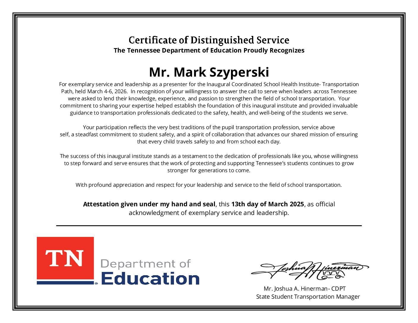 MSzyperski Certificate